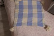 4 vintage blue and cream shabby chic cushion covers