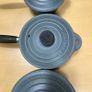 Set Of 3 Le Creuset Cast iron Enamel Pans 16 18 20cm Grey Farmhouse Image 4