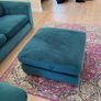 Teal Blue L shaped couch and footstool Image 5