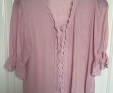 New Saint Tropez Blouse with Lace Trim Rose Pink - Size Small / Size 10