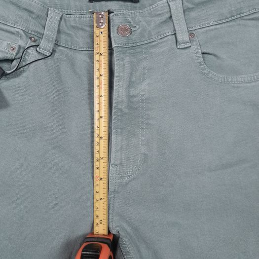 Zara Muted Green Blue Raw Frayed Hem Slim Fit Cropped Jeans 14UK/42EU