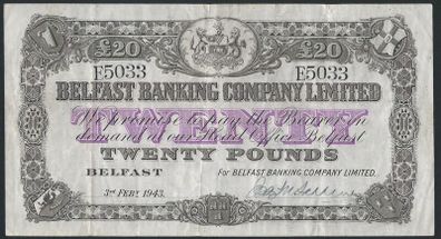 Northern Ireland | 20 Pounds | 1943 | P.129c | E 5033 | FINE
