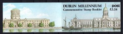 1988 Ireland Dublin Millennium Stamp Booklet Fine Used with Dublin Steele cancel of 1st March 1988 (day of issue)