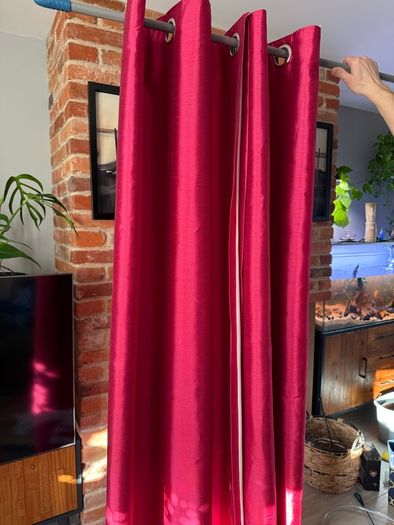 pink curtains