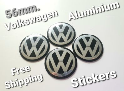 Set 4x 56mm Volkswagen Aluminium Stickers Wheel Centre Cap Sticker 56