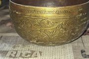 Old Ritual Cleansing or Offering Bowl Hand Engraved Brass Bowl, Starburst on the Base, Postage Available or Collection