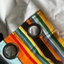 Eyelet Curtain Grey & Multicolour Stripes Image 3