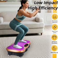 Vibration Plate Exercise Machine, Vibration Fitness Trainer with Bluetooth Speaker, 5 Program Modes, 2 Resistance Bands, Home Exercise Equipment for Fitness Body Toning