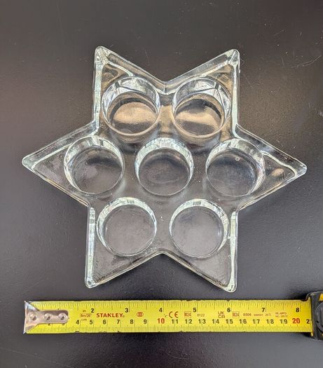 Star of David Glass Candle Holder Seven Light Jewish Judaica Tealight