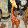 Very Large Vintage Hand Carved Wooden Mother & Baby Giraffe African Folk Art Sculpture and another Giraffe, 3 in total Image 7