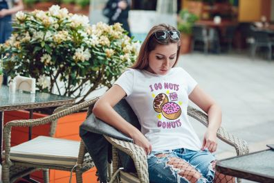 I Go Nuts For Donuts Funny Sexy Ladies Girls T-shirt Tee Top Shirt