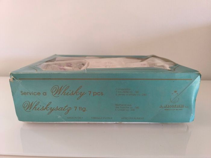 Vintage Italian A. Masserini 7 Piece Whisky Decanter Set  Floral Design Boxed