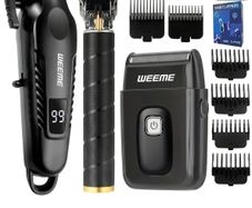 WEEME 3-in-1 Professional Hair Clipper & Grooming Set (826+T9 Black Spiral) - New in Box