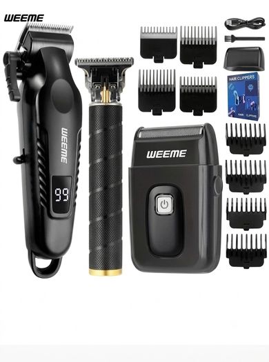 WEEME 3-in-1 Professional Hair Clipper & Grooming Set (826+T9 Black Spiral) - New in Box