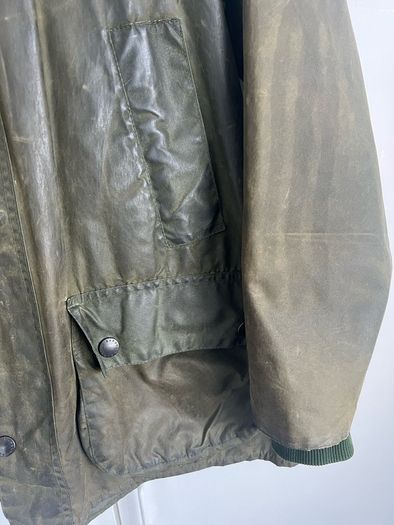 Vintage Barbour A100 Bedale 1990s sage green wax jacket