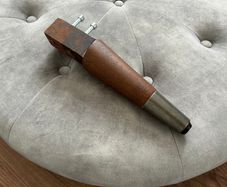 Grey Velvet Round Tufted Poof / Footstool