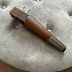 Grey Velvet Round Tufted Poof / Footstool