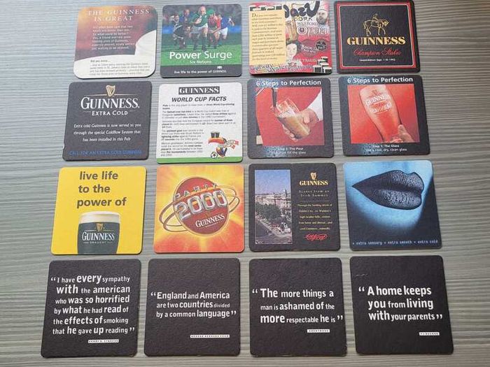 16 Vintage Guinness Irish Stout Mats/Coasters 1990s & 2000s