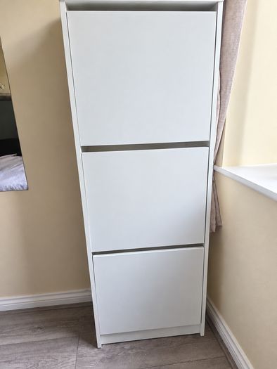 White 3-tier shoe storage cabinet