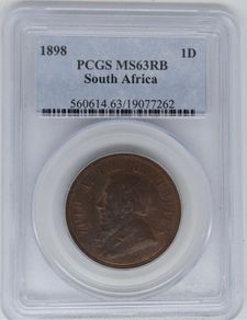South Africa 1898 1D Penny PCGS MS63RB Rare This Nice