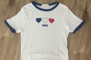 Paris Hearts Ringer Crop Top / Baby Tee