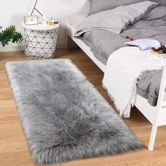 Sheepskin Rug,Fluffy Rug, Fluffy Area Small Rugs Shaggy Rugs for Bedroom Rug Fluffy Sofa Floor Carpet Home Decoration Gray Rugs