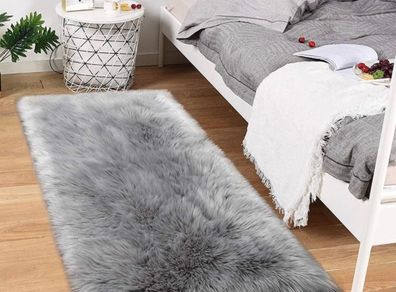 Sheepskin Rug,Fluffy Rug, Fluffy Area Small Rugs Shaggy Rugs for Bedroom Rug Fluffy Sofa Floor Carpet Home Decoration Gray Rugs
