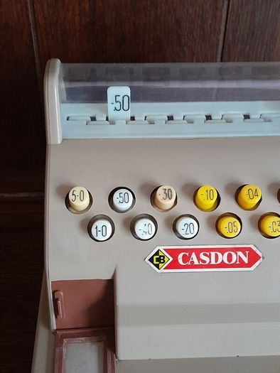 vintage 70s Casdon toy till can post