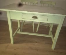farmhouse table + 2 chairs