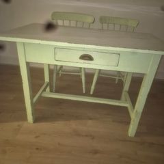 farmhouse table + 2 chairs