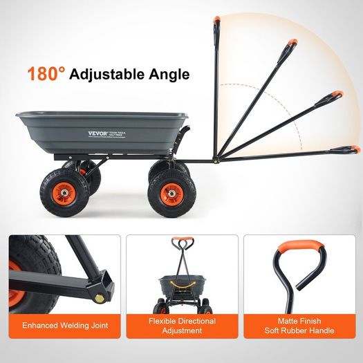 Garden Dump Cart 600 lb with 10in Tyres