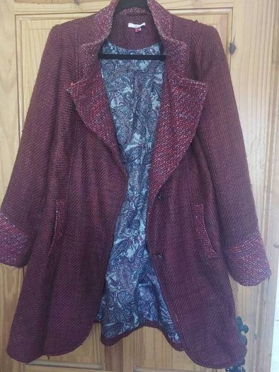 Joe Browns wool mix coat with brooch (free post)