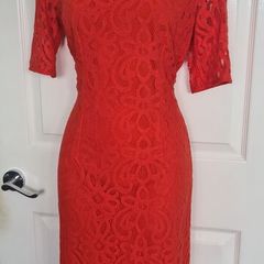 Deep Burnt Orange Lace Dress from Dunnes size 12