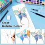 Watercolour Paint Set 50 Colors in Portable Box Including 4 Fluorescent Colors, Travel Watercolour Set with brushes and other Tools, Idea for Artists and Hobbyists Image 4