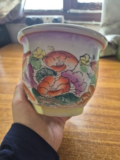 Colourful Vintage Chinoiserie Planter. Jardiniere.