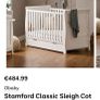 O' Baby Stamford Sleigh cotbed Image 2