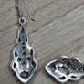 Sterling Silver 925 Celtic Knotwork Openwork Drop Earrings 4.5g Image 7