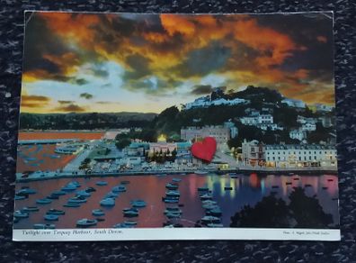 Twilight Over Torquay Harbour , South Devon , England - Giant Postcard