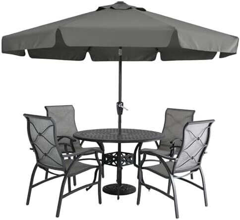 Valance Patio Umbrella for Outdoor Table Market -8 Ribs (2.7M, Dark Gray)