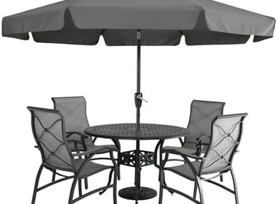 Valance Patio Umbrella for Outdoor Table Market -8 Ribs (2.7M, Dark Gray)