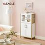 _Bathroom Cabinet Sideboard Storage Cabinet Adjustable Shelf Steel Frame Living Room Kitchen White Gold Image 2