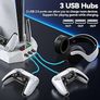 FREE EXPRESS SHIPPING PS5 Stand with Cooling Station and Controller Charging Station for Playstation 5 Console, PS5 Accessories with 3 Levels Cooling Fan/Headset Holder, 3 USB Hub Image 6