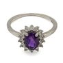 Vintage 925 Sterling Silver Amethyst & CZ Halo Ring Image 4