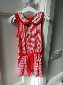 NEXT red and cream playsuit