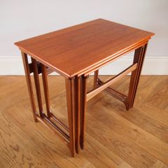 Danish Mid Century Modern Teak Nest Of Tables / B.C. Mobler, Vejle, Denmark, Vintage 1960s