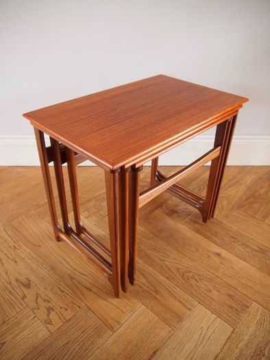 Danish Mid Century Modern Teak Nest Of Tables / B.C. Mobler, Vejle, Denmark, Vintage 1960s