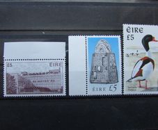 Three Irish Definitive Five Pound Stamps.MNH.