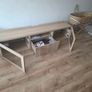 TV Stand Unit 180cm White Stained Oak Effect with Glass Doors & Drawer Image 2