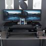 107cm Height Adjustable Stand Up Desk Converter V Series Quick Sit to Tabletop Dual Monitor Riser Workstation Black DESK-V000VL Image 7