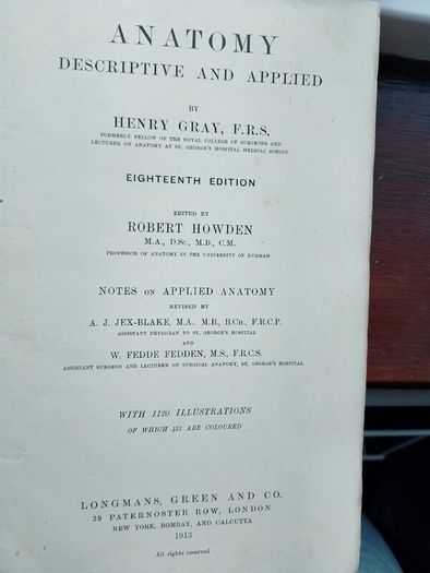 Gray's Anatomy Descriptive & Applied 1913 Antique Medical